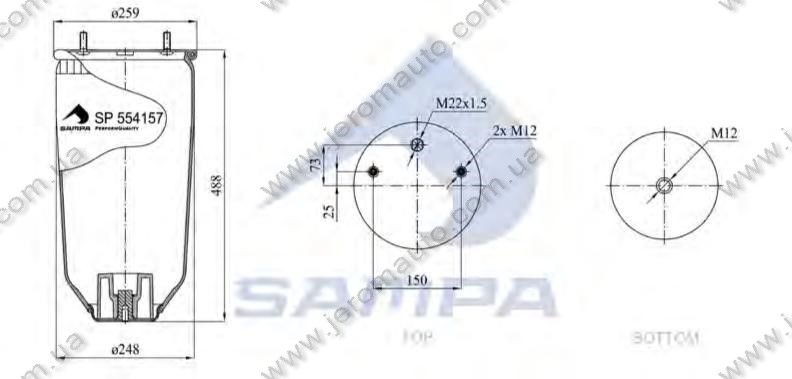 Пневморесора без склянки MERCEDES SCHMITZ 4157NP05 248x488 \9463281401S \ SP 554157-14, фото 1
