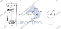 Пневморессора без стакана SCHMITZ 4158NP02 (без стакана) (2 отв. M10, 1 отв. M22х1.5,низ отв. M12мм) высокая \SP 554158