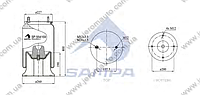 Пневморессора со стаканом в сборе (сталь) FRUEHAUF 4159NP03 низ (d300x400) \SP 554159-K