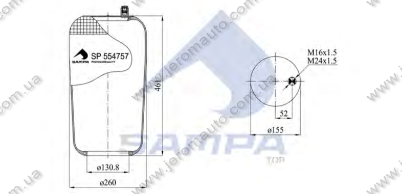 Пневморесора без склянки Conti 4757N2 (d130,8xd260x470) \9743280001 \ SP 554757-09, фото 1