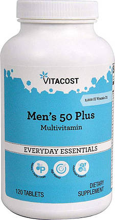 Полівітаміни для чоловіків 50+, Vitacost, men's 50 Plus Multivitamin 120 таблеток, фото 2