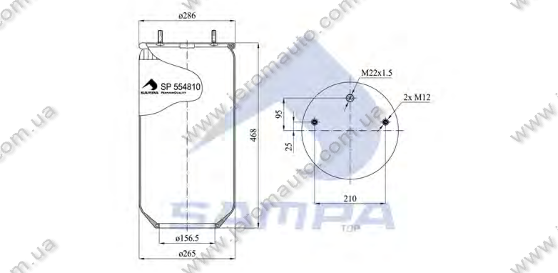 Пневморесора без склянки SAF 4810NP05 (2 шп. M12 зміщені,1отв. M22) \3229002700S \ SP 554810-05, фото 1