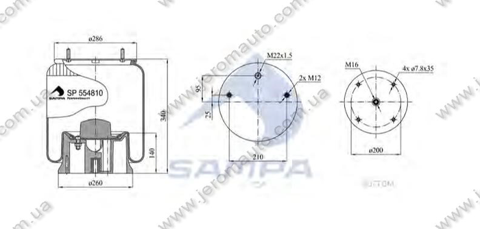 pn出品 Пневмоподушка подвески с пластиковым стаканом SAF 2919V
