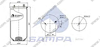 Пневморессора без стакана 34912-10P, Renault Premium(1шп.M12, 1шп-штуцер M16+M24мм) (d286x595) \5001832067S \ SP 554912-01