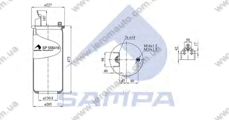 Пневморесора без склянки (кронштейн +штуц. / 1 шп.) VOLVO 6608NP01 \SP 556416
