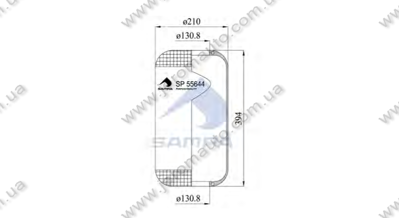 Пневморесора панчоху 644N, Mercedes O131, EvoBus, Neoplan, Volvo (395х210мм,отв. 130.8х130.8мм) \0003270101 \, фото 1