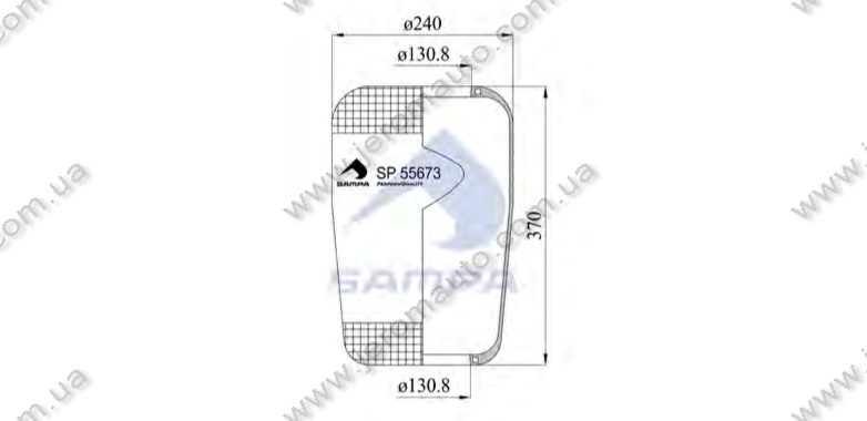 Пневморесора панчоху 673N, MERCEDES, DAF, IVECO, VOLVO (d130,8xd240x370) \3833270001 \ SP 55673, фото 1