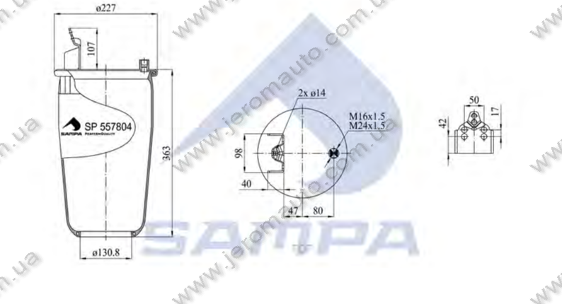 Пневморесора без склянки 6606NP01 VOLVO FM,FH9,12 (1шп-шт. М16М22) \SP 557804, фото 1