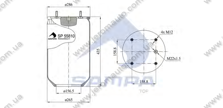 Пневморесора без склянки 810 MB/O, ROR, SAF (4 шп. M12, 1 отв. штуц. М22х1.5мм) \SP 55810