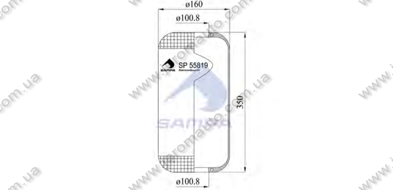 Пневморессора чулок 819N, MERCEDES BENZ 905 SPRINTER/ 667 VARIO/ 668 VARIO/ 670 VARIO (d100,8xd166x350), фото 1