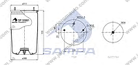 Пневморессора без стакана BPW 881MB/O (2 шп. M12 смещены,1 отв.штуц. M22х1.5мм) (d311x523) \0542940010 \ SP 55881