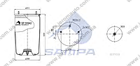 Пневморессора без стакана 942MB/O, BPW 36-1 (2 шп. M12 смещены,1 отв.штуц. M22х1.5мм) (d311x595) \0542940050 \ SP 55942