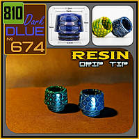 №674 Snakeskin Resin Drip Tip 810 Dark blue. Дрип тип из смолы.