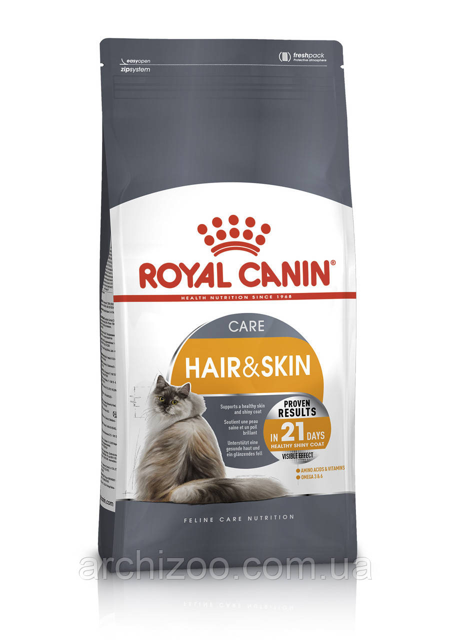 Royal Canin Hair & Skin 0,4 кг для дорослих кішок з проблемною шерстю і чутливою шкірою - фото 1 - id-p516335888
