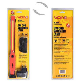 Переносна лампа VOIN 12V/220V/3W-COB+2 LED-НР/АКБ/USB+microUSB/магніт