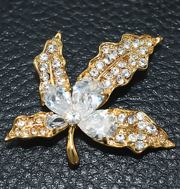 Брошка Neoglory. Позолота. Камені: циркон. Діаметр: 4 см.