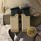 Двойной полимерный подсумок для BERETTA, H&K, RUGER, STEYR, S&W, TAURUS IMI-Z2040 (MP04) Тан (Tan), фото 2