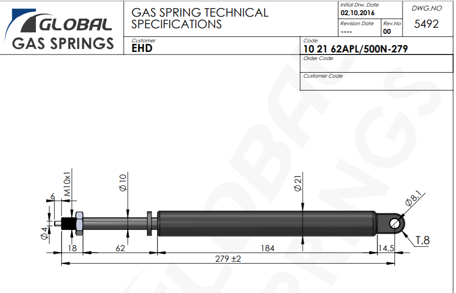 Амортизатор сидіння VanHool 500N 279mm, фото 1