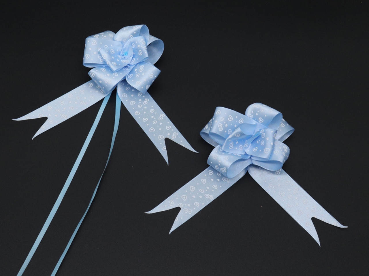 Бант подарунковий стрічковий на затяжках для пакування подарунків і декору Колір блакитний. 5х8 см