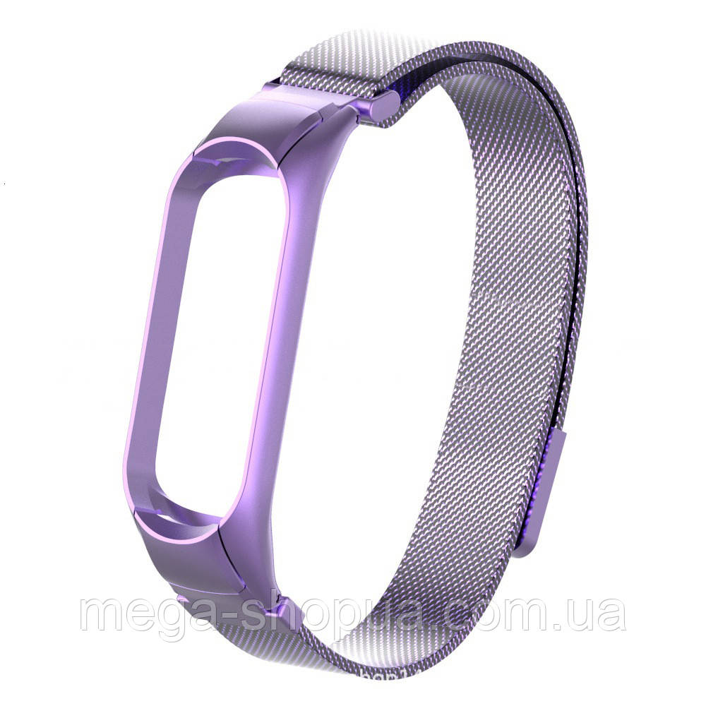 Металевий ремінець міланська петля для фітнес браслета трекера Xiaomi Mi Band 3 Фіолетовий
