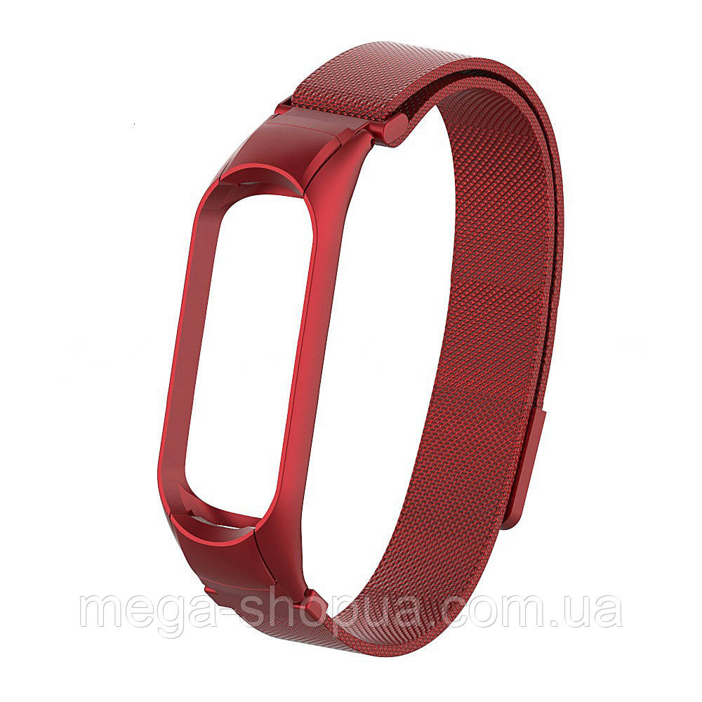 Металевий ремінець міланська петля для фітнес браслета трекера Xiaomi Mi Band 4 Червоний