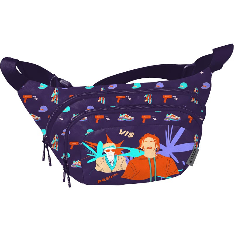 Сумка-бананка Kite 1007 Час і Скло VIS19-1007-2  30x12x5  фіолетовий