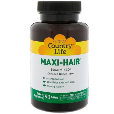 Вітаміни для волосся, нігтів, шкіри Maxi-Hair (90 табл.) Country Life