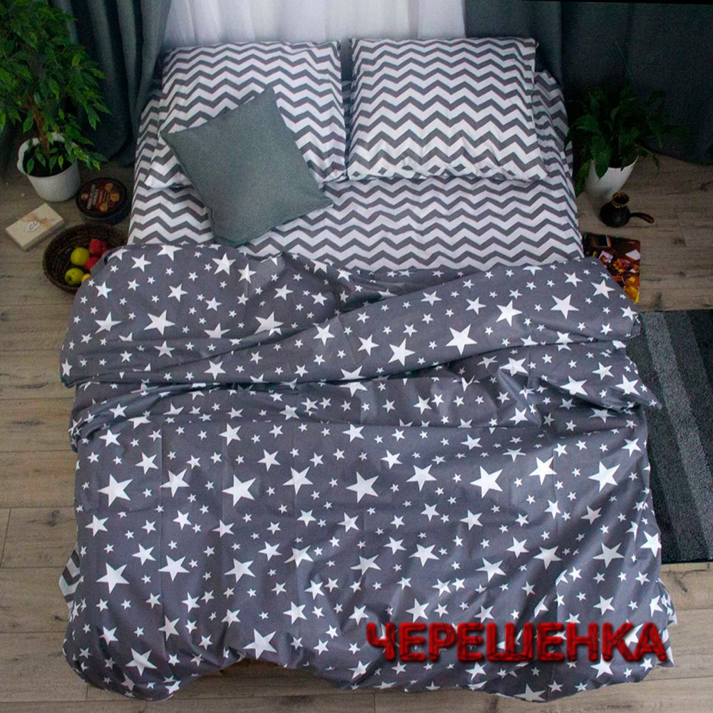 Тканина для постільної білизни Бязь "Gold" Lux GL3068 (A+B) - (50м+50м) з зірками