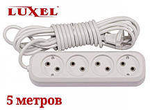 Подовжувач мережевий Luxel 10A, 4 розетки, подовжувачі електричні 5