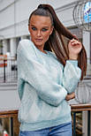 Светр теплий модний жіночий молодіжний блакитний Розміри S/M/L/XL, фото 3