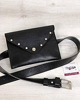 Женская сумка сумка на пояс - клатч черного цвета WeLassie