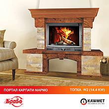 Портал для камина БРАВО Карпати Мармо + каминная топка KAWMET W2