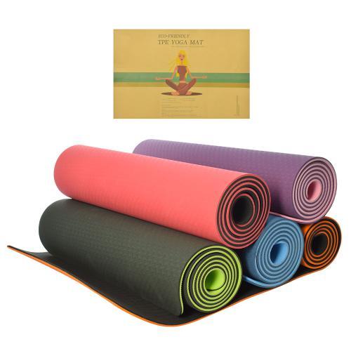 Килимок MS 0613-2 йогамат для фітнесу йоги аеробіки пілатесу 183-61-0,8 см