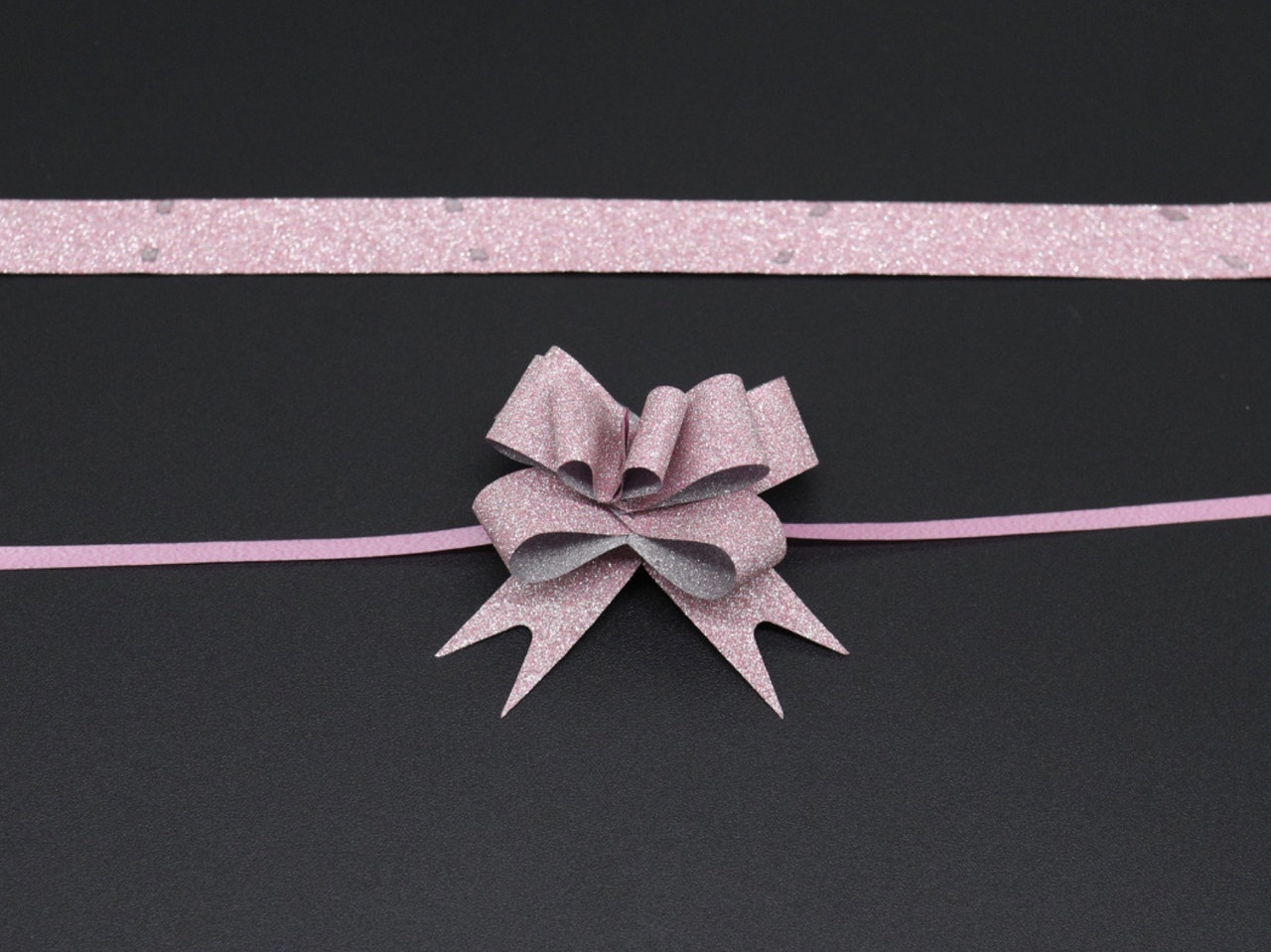 Подарунковий бант красивий на затяжках зі стрічки для декору та пакування Колір рожевий., фото 1