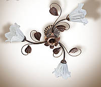 Люстра цветочная потолочная на крючок для спальни, кухни, прихожей 16133 серии "Лист яблони"