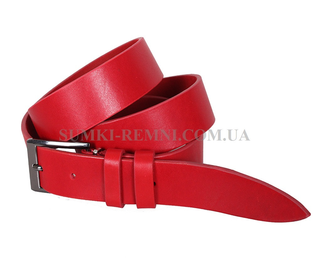 Женский кожаный ремень, красный 3,5 см, фото 1
