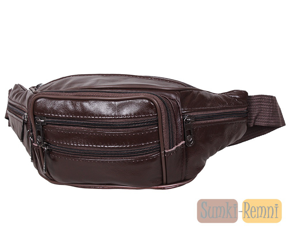 Мужская кожаная сумка на пояс Dovhani, коричневый, фото 1