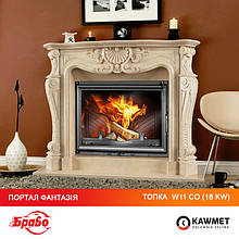 Топка с водяным контуром KAWMET W11 CO + портал камин БРАВО Фантазия