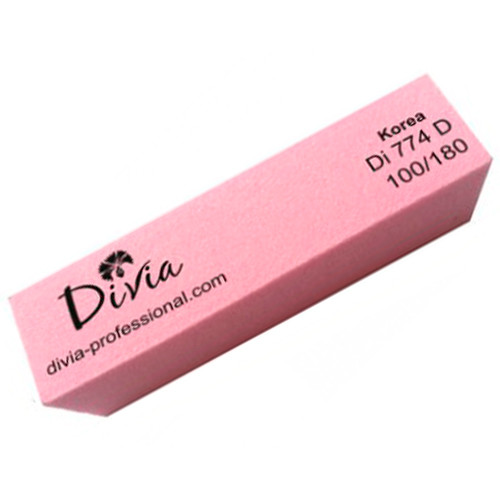 Баф полірувальний для нігтів рожевий Divia 100/180 Di774 Бафік для полірування нігтів