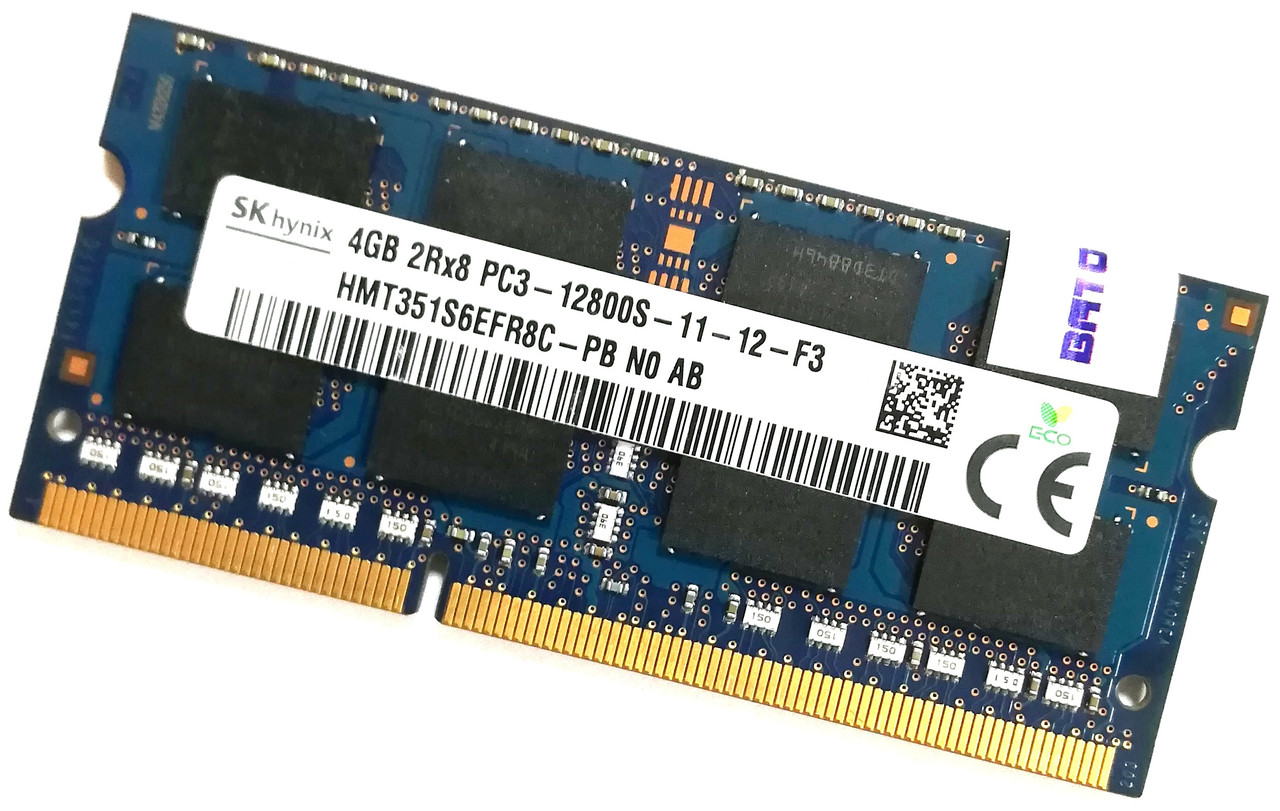 Оперативна пам'ять для ноутбука Hynix SODIMM DDR3 4Gb 1600MHz 12800S 2R8 CL11 (HMT351S6EFR8C-PB N0 AB) Б/У