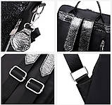 Рюкзак сумка міський жіночий стильний блискучий з паєтками. Сумка трансформер з блискітками (чорний), фото 7