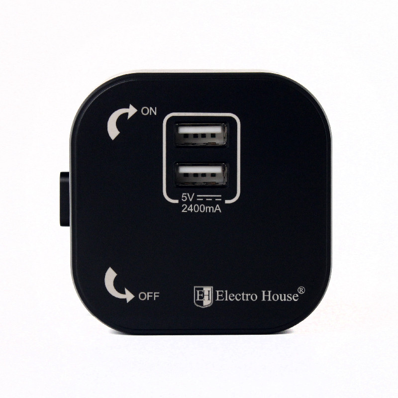 Розетка трекова подвійна USB Pandora Black (Чорний) 2.4 А