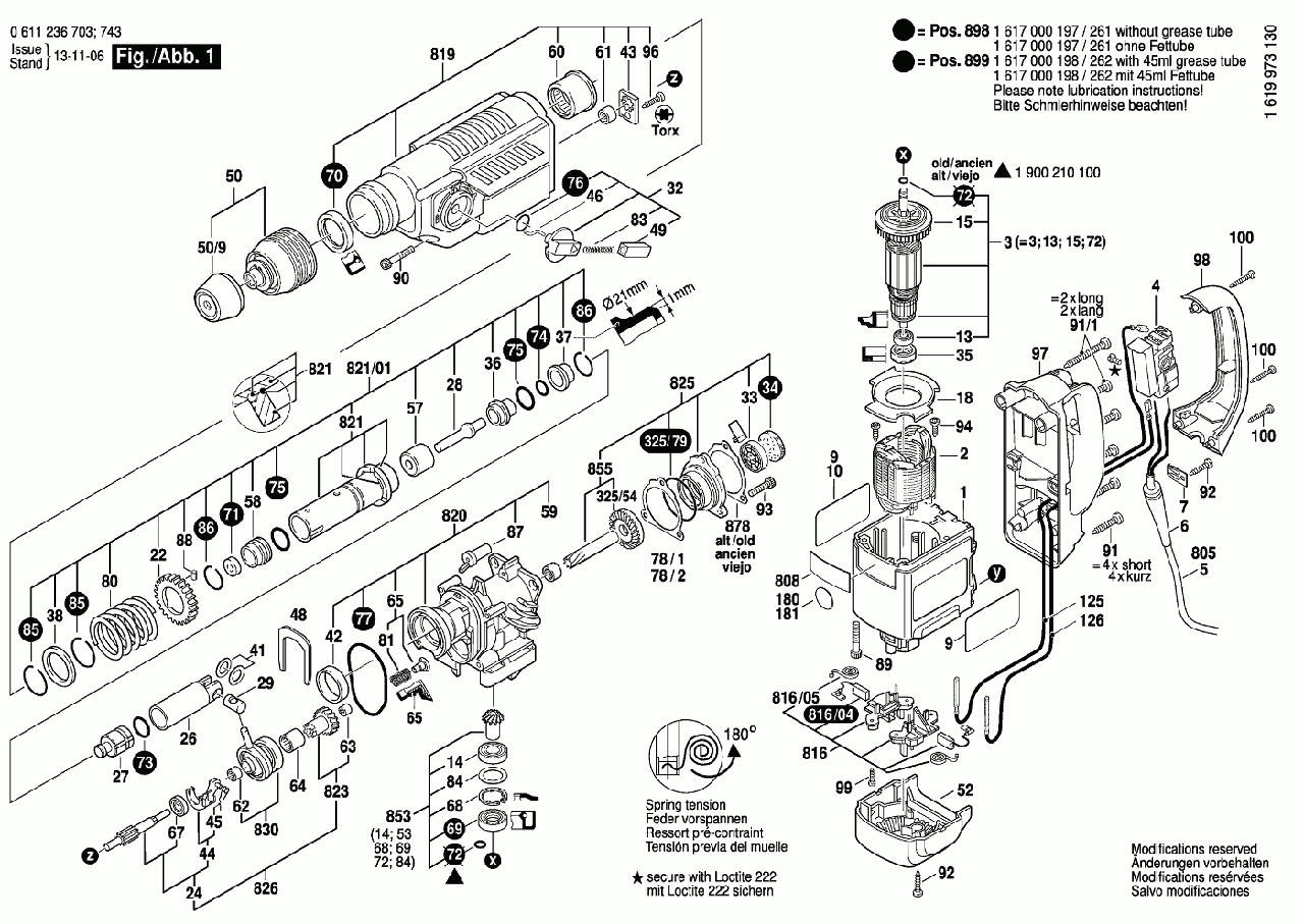 Гвинт з циліндричною головкою 40х35мм до перфоратора BOSCH GBH 4 DFE (оригінал)