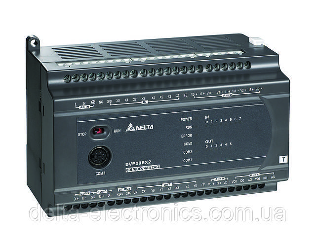 Базовый модуль контроллера серии ES2 Delta Electronics, 4AI/2AO/8DI/6DO реле, 100~240, RS232/485, DVP20EX200R - фото 1 - id-p12220270