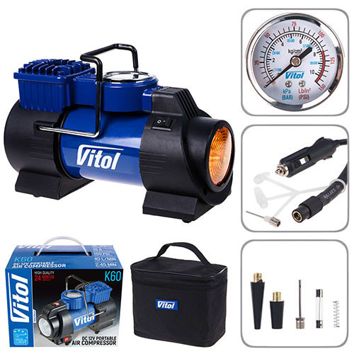 Компресор "ViTOL" K-60 150psi/15Amp/40 л/прикурювач (K-60)