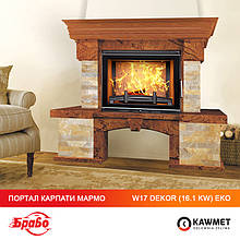 Топка чугунный KAWMET W17 Dekor (16.1kW) EKO + камин портал БРАВО Карпаты Мармо