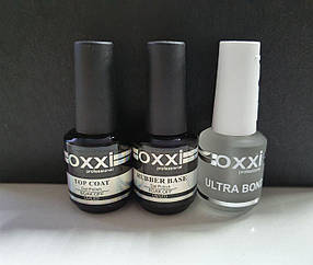 База Oxxi 15 ml + Топ Oxxi No wipe (без липкого шару) 15 ml + Ultrabond Oxxi 15 ml