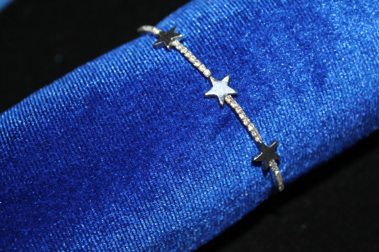 Оригінальний браслет сріблястий з зірками камені, фото 1