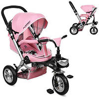 Нежно розовый детский велосипед трехколесный M AL3645A-10 с надувными колесами