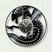 Часы с винила Чужой Персонаж из фильма Чудовище из фантастического фильма Настенные часы Диаметр 300 мм